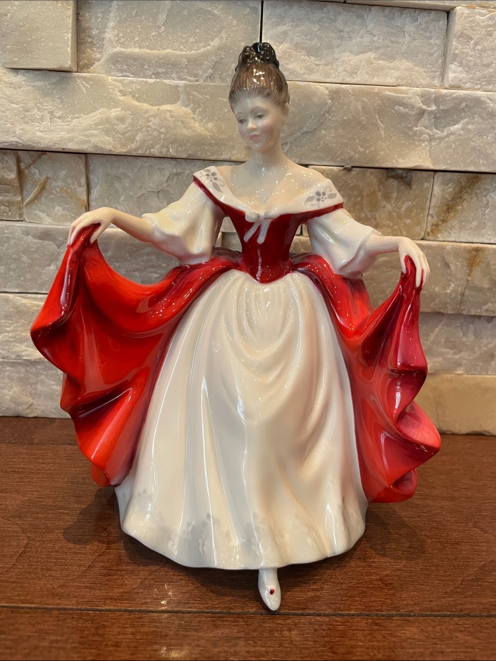 Royal Doulton Sara Figurine Red and White Porcelain Figurine Lady